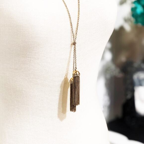 J. Crew Factory Double Tassel Necklace NEW - Picture 2 of 7